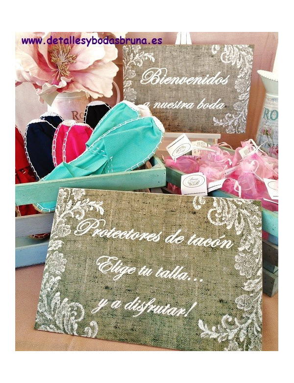 Protectores de Tacon con Bolsa de Organza y Tarjeta OFERTA 