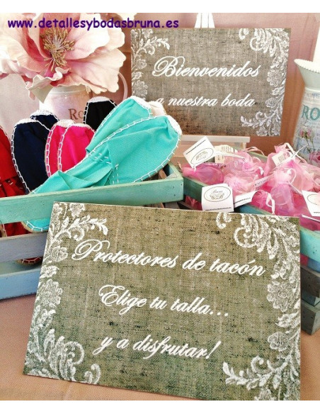 Protectores de Tacon con Bolsa de Organza y Tarjeta OFERTA 