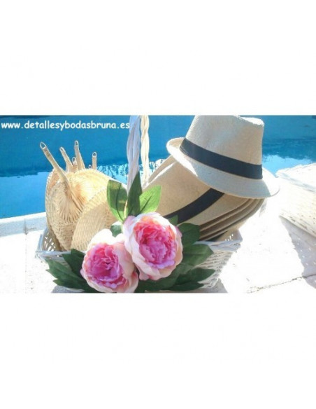 Pay pay de Mimbre natural asa rígida