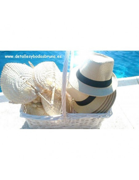 Pay pay de Mimbre natural asa rígida