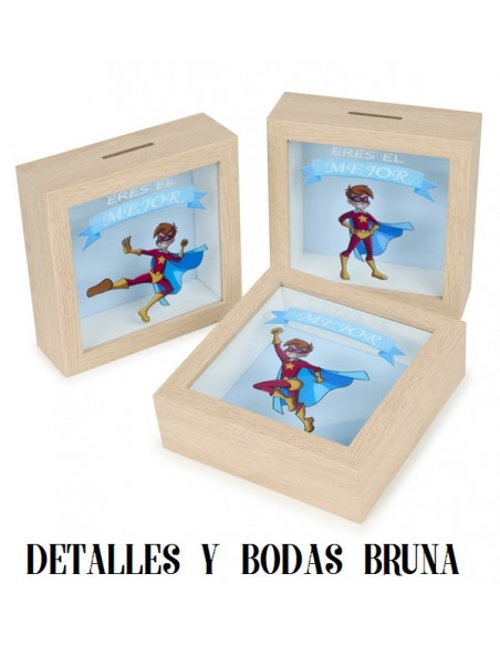 Hucha madera heroe niño