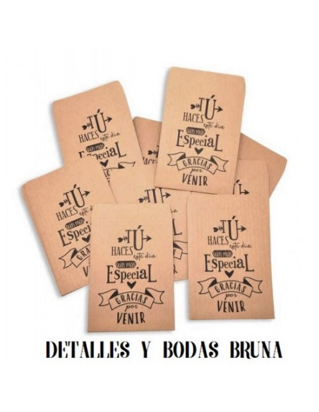 Bolsa Kraft Mensaje Boda y Comunión Gracias por Venir - ELIGE MEDIDA -
