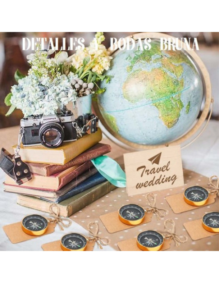 Brújula Vintage con tarjeta Kraft - LOTE 10 UNIDADES -
