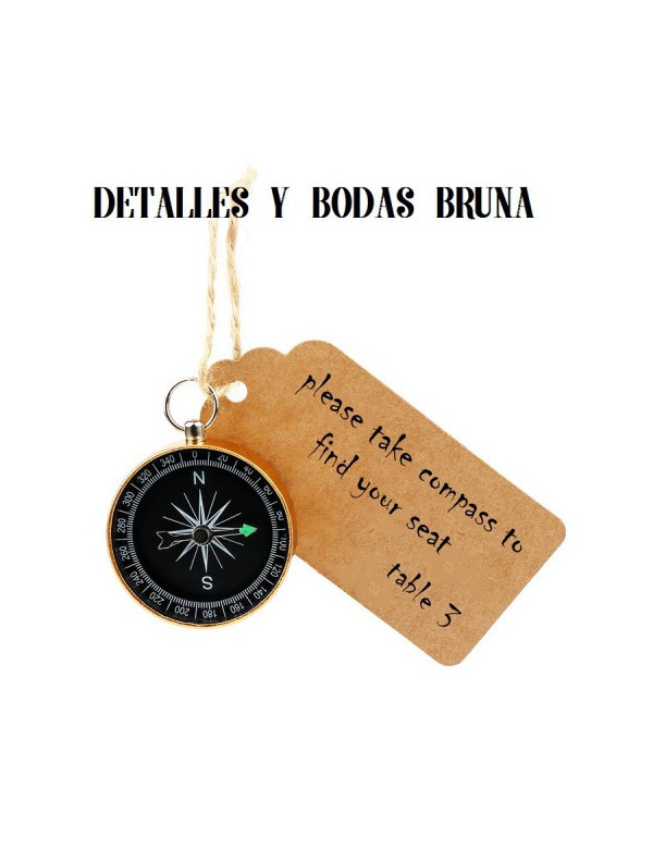 Brújula Vintage con tarjeta Kraft - LOTE 10...