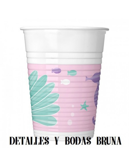 Vasos Bajo el Mar Sirena 8 Unidades - ULTIMOS 3 PACK -