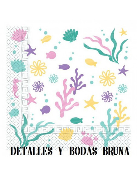 Servilletas Bajo el Mar Sirena 20 Unidades - ULTIMO PACK -