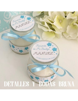 Vela Personalizada para Bautizo Estrellas