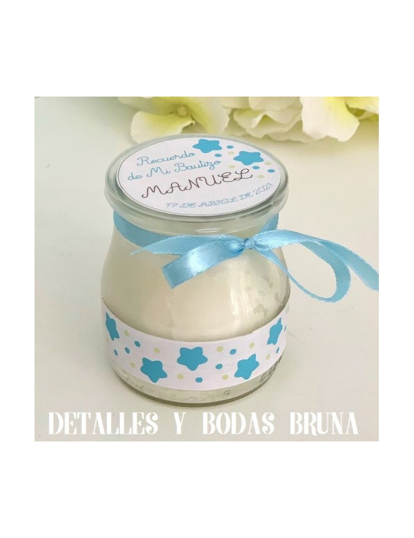Vela Personalizada para Bautizo Estrellas