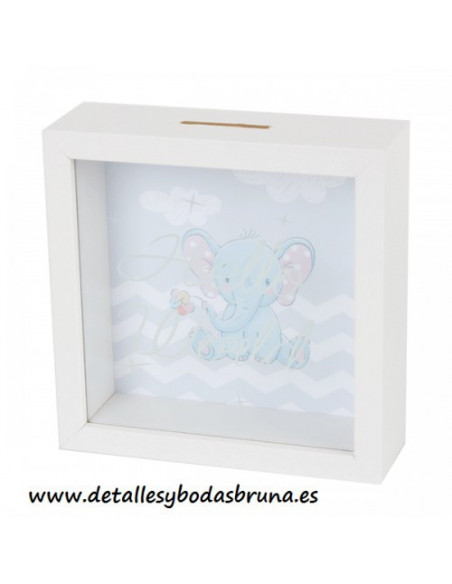 Hucha de Madera Elefante Bautizo Baby Shower