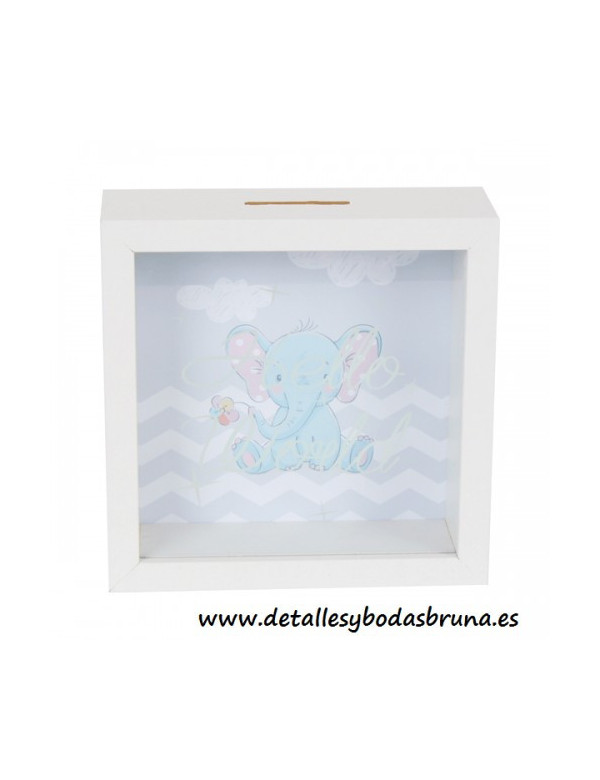 Hucha de Madera Elefante Bautizo Baby Shower