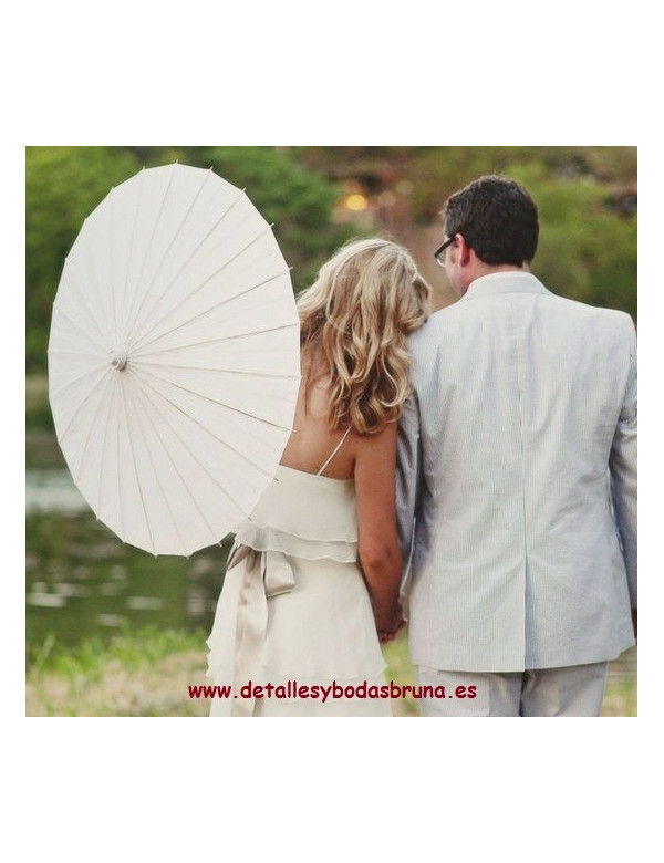 Sombrilla parasol blanco de papel boda