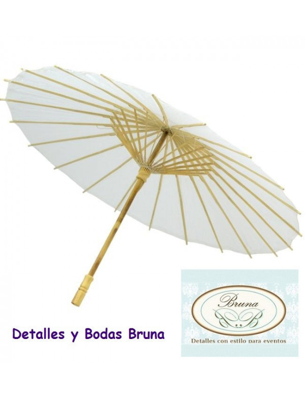 Sombrilla para boda de papel blanca barata
