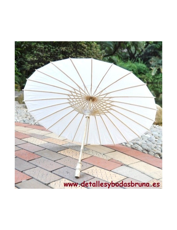 Sombrilla para boda de papel blanca
