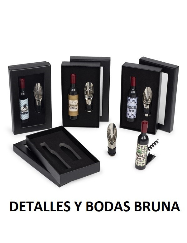 Sacacorchos Mensaje Gracias Tapon Antigoteo Caja