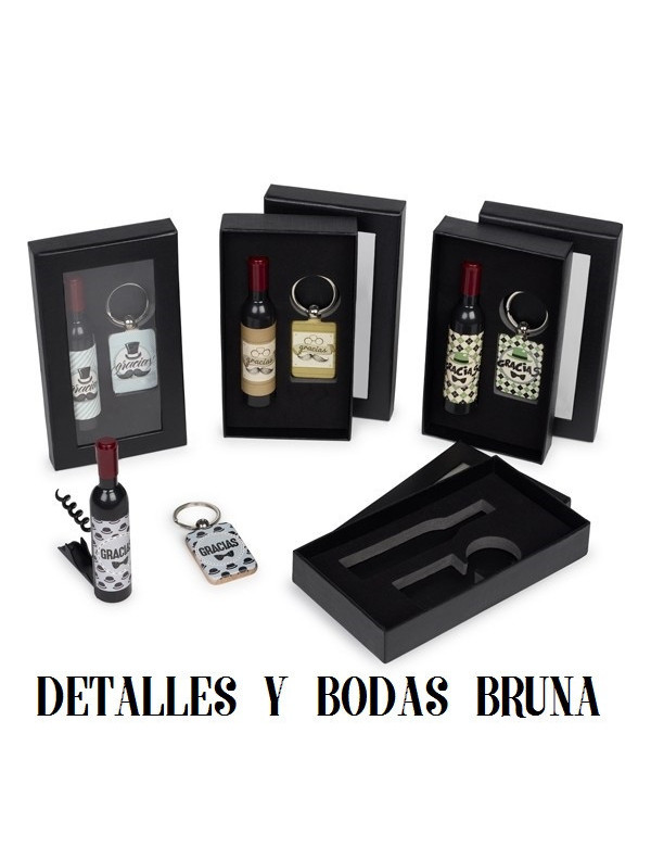 Abridor y Sacacorchos con Llavero en Caja Regalo Barato