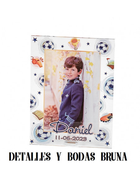 Marco Portafotos de Metacrilato Personalizado comunión Fútbol