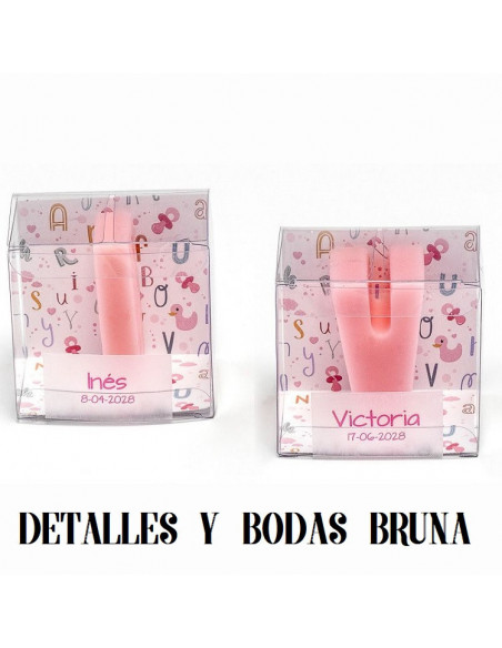 Iniciales de Jabon Rosa en Caja Personalizada
