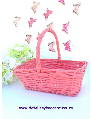 Cesta de Mimbre Rectangular Rosa 2