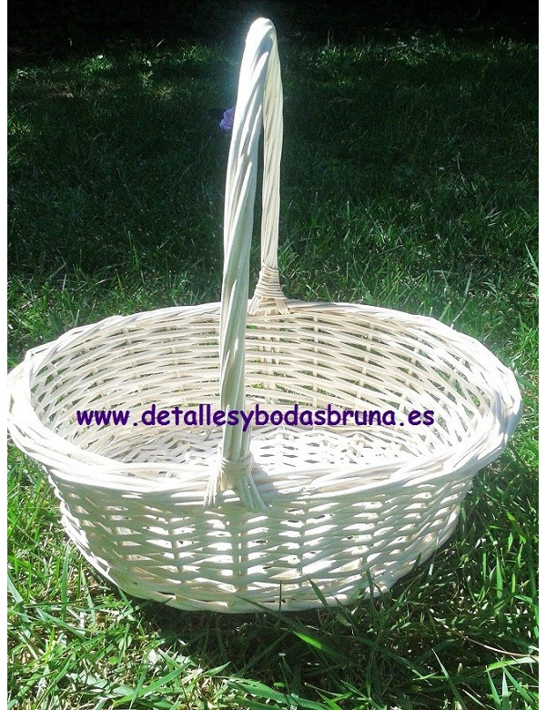 Cesta de Mimbre Blanca Redonda Grande