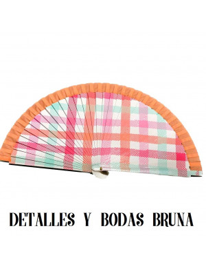 Abanico de Madera Cuadro Vichy 2