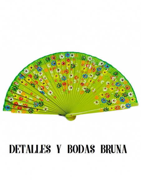 Abanico de Madera Flores Margaritas Pintado