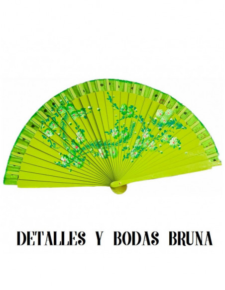 Abanico de Madera Flores Margaritas Pintado