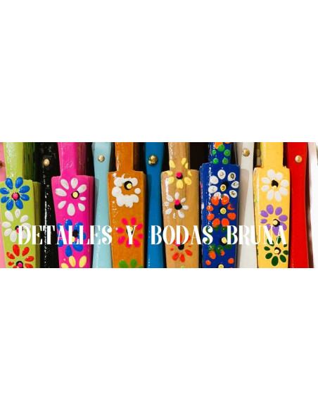 Abanico de Madera Flores Margaritas Pintado