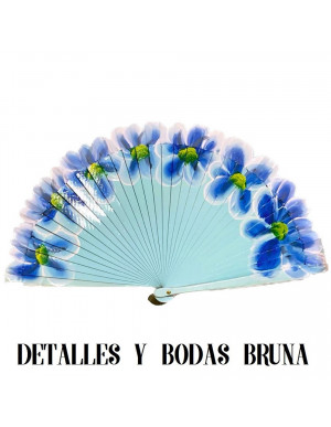 Abanico de Madera Flor Magnolia Pintado a dos Caras 2