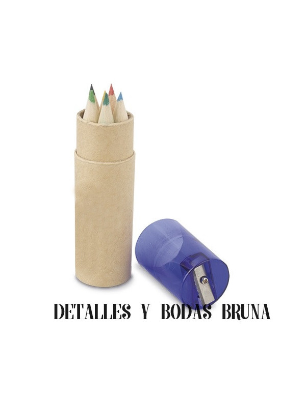 Lápices de Colores en Caja Redonda Azul con...