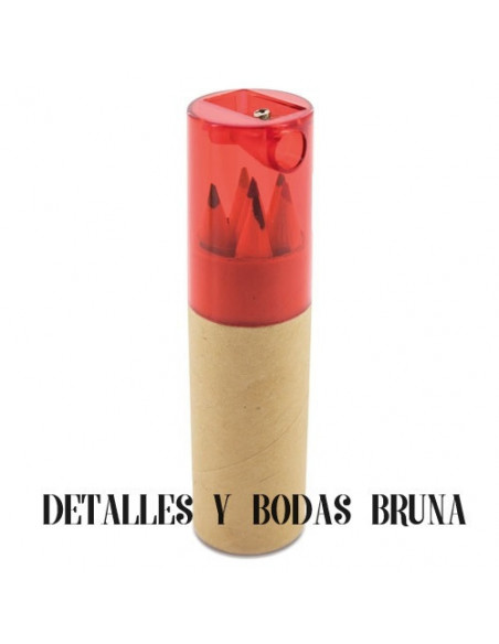 Lápices de Colores en Caja Redonda Roja con sacapuntas