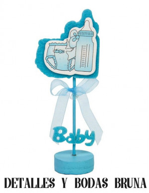 Peana porta fotos para bautizo niño azul