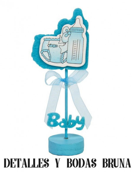 Peana porta fotos para bautizo niño azul