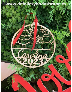 Bola de Navidad de Madera Personalizada Grande