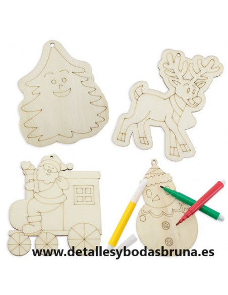 Figuras Arbol de Navidad de Madera para Colorear con Rotuladores