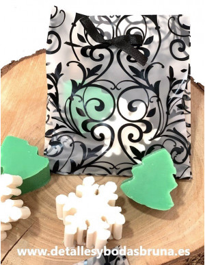 Jabón Navidad Abeto y Copo de Nieve en Bolsa con lazo