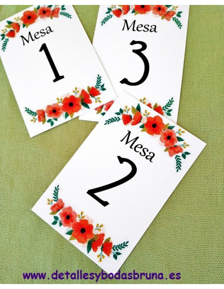Numeros de Mesa Amapolas