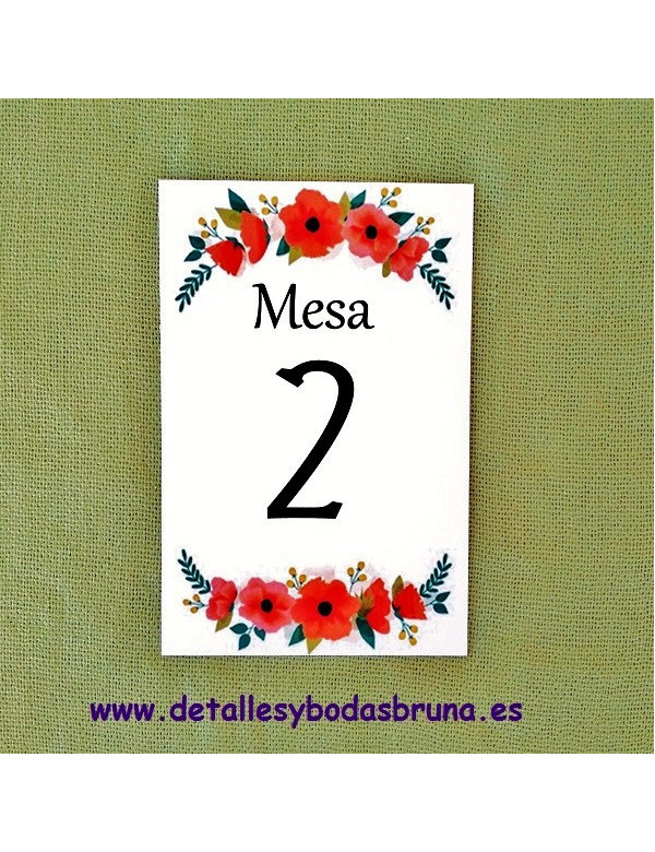 Numeros de Mesa Amapolas