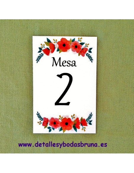 Numeros de Mesa Amapolas