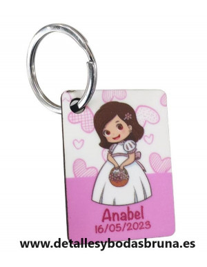 Llavero Comunión Niña Rosa Personalizado