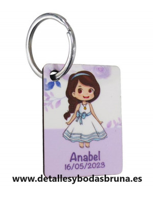 Llavero Personalizado para Comunión Niña Lila