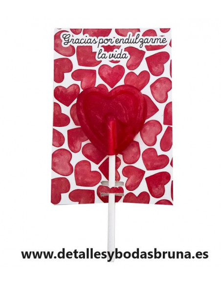 iruleta Corazón con Tarjeta de Agradecimiento con Frase