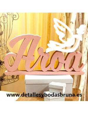 Nombre de Corcho Rosa con Paloma Blanca