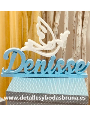 Nombre en Corcho Azul y Paloma Blanca