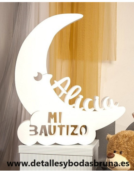 Luna de Corcho para Bautizo con Nombre