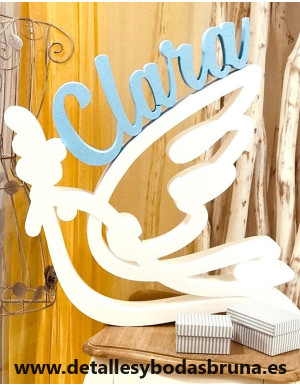 Nombre de Corcho Celeste con Paloma Blanca