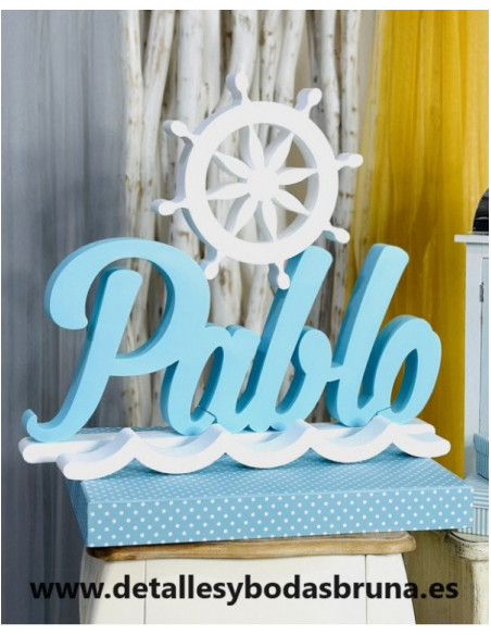 Nombre de Corcho para Comunión Marinero Timón