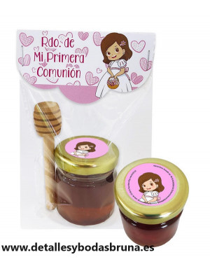 Miel y Cuchara de Madera para Comunion Niña