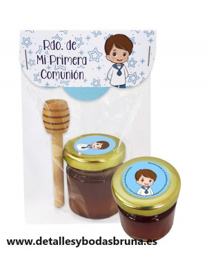 Miel y Cuchara de Madera para Comunión Niño