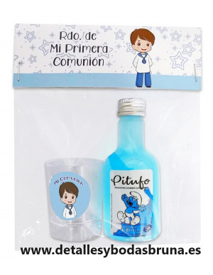Licor sin alcohol Pitufo con Vaso Chupito Comunión...