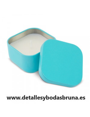 Vela Aromática Latita Cuadrada Turquesa